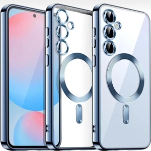 M.TK Moveteck Samsung Galaxy S25 Fe Kılıf Kamera Korumalı Magsafe Wireless Arkası Şeffaf Kenarları Renkli Yumuşak