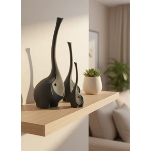 Bayan Rottenmeier Uzun Hortumlu Fil Ailesi  Dekoratif Obje - Biblo - Dekor