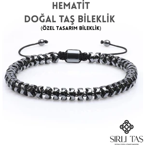 Sırlı Taş Hematit Doğal Taş Bileklik, Unisex Bileklik, Tasarım Bileklik, Özel Kesim Ayarlanabilir