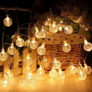 5m 28 LED Kristal Top Gün Işığı Peri Işıkları – Fişli, Eklemeli, Şeffaf Kablo Dekoratif Aydınlatma