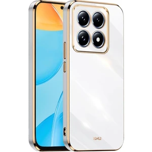 M.TK Moveteck Xiaomi Mi 14T Pro Kılıf Kamera Korumalı Parlak Gold Kenarlı Altın Işlemeli Şeritli Yumuşak Silikon Bark Kapak