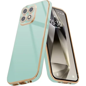 M.TK Moveteck Xiaomi Mi 14T Pro Kılıf Kamera Korumalı Parlak Gold Kenarlı Altın Işlemeli Şeritli Yumuşak Silikon Bark Kapak