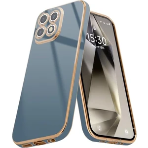 M.TK Moveteck Xiaomi Mi 14T Pro Kılıf Kamera Korumalı Parlak Gold Kenarlı Altın Işlemeli Şeritli Yumuşak Silikon Bark Kapak