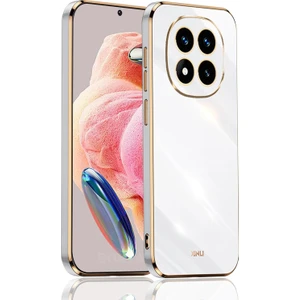 M.TK Moveteck Xiaomi Redmi Note 14 Pro 4g Kılıf Kamera Korumalı Parlak Gold Kenarlı Altın Işlemeli Şeritli Yumuşak Silikon Bark Kapak