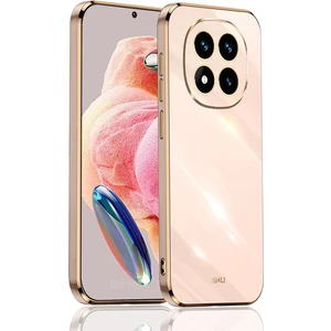 M.TK Moveteck Xiaomi Redmi Note 14 Pro 4g Kılıf Kamera Korumalı Parlak Gold Kenarlı Altın Işlemeli Şeritli Yumuşak Silikon Bark Kapak