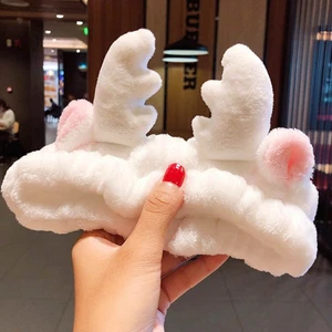 H&E Design Peluş Beyaz Angel Melek Kanatlı Makyaj ve Banyo Bandı Seti