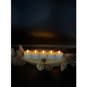 5 Adet 4 cm Krem Renk Batom LED Mum Çap 6 cm