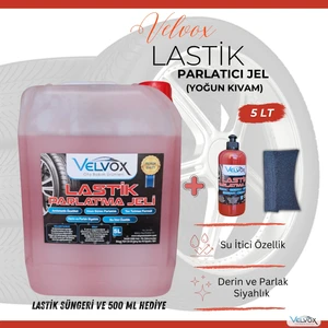 Lastik Parlatıcı Jel 5L (Yoğun Kıvam) + 500 ml ve Sünger Hediye I Lastik Parlatma, Lastik Temizleyici