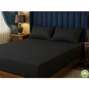 Aymura Home Pamuklu Düz Kumaştan Siyah Renkli Lastikli Çarşaf + Yastık Kılıflı