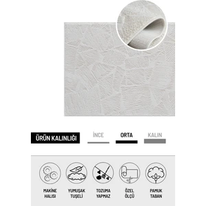 Badelya Home Krem Pamuk Taban Modern Desen Özel Ölçü Salon Koridor Çocuk Antre Oturma Odası Halı Yolluk