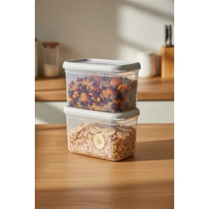 Hide Plus 2'li Saklama Kabı 1900 ml Beyaz