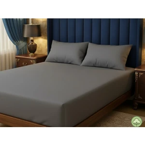 Aymura Home Pamuklu Düz Kumaştan Açık Gri Renkli Lastikli Çarşaf+Yastık Kılıflı