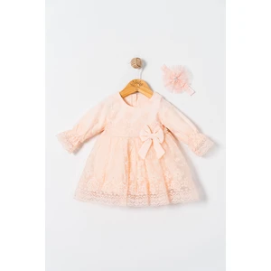 Miniday Baby Kız Bebek Mevlütlük Elbise Dantelli Bandanalı