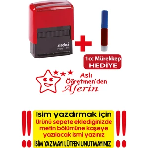 Cabuk Baskı Sırdaş Öğretmen Kaşesi, ve Kırmızı Kaşe Mürekkebi ile Beraber