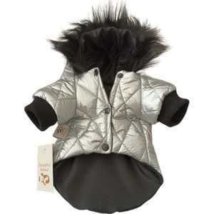 Su Geçirmez  Köpek Montu | Çıtçıtlı Kışlık Köpek Kıyafeti | S-M-L-Xl/gümüş Rengi