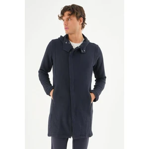 Erkek Kapüşonlu Fermuarlı Cepli Triko Uzun Salaş Spor Hırka