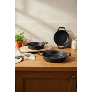 Olimpos 3'lü Sahan Seti Siyah ( 18-20-22 cm )