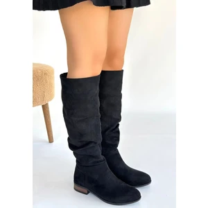 Winda Siyah Süet Körüklü Çizme