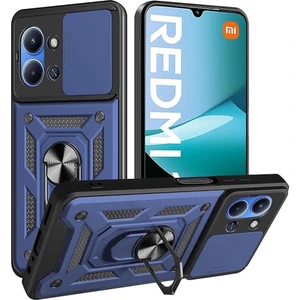 M.TK Moveteck Xiaomi Redmi 15C Kılıf Kamera Korumalı Sürgülü Yüzüklü Standlı Armor Military Tank Kızaklı Sert Kapak