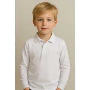 Çocuk Beyaz Lacoste Yaka Beyaz Okul Tişörtü