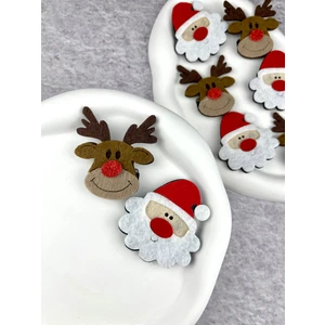 Toka Sepetim Geyik ve Noel Baba Saçsız Bebek Tokası 2’li Yılbaşı Tokası