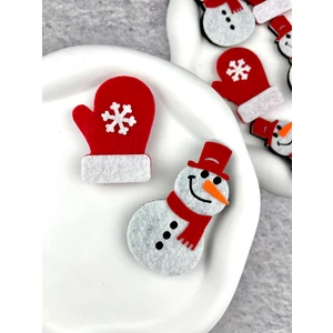 Toka Sepetim Kardan Adam ve Eldiven Saçsız Bebek Tokası 2’li