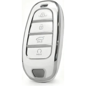 Autohan Keys Hyundai 2021–2024 Yeni Tucson & Santa Fe Uyumlu Anahtar Kılıfı – Beyaz & Gümüş