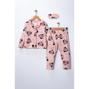 Kız Çocuk Kiraz Desenli Pijama Takımı - Uyku Bandı Hediyeli