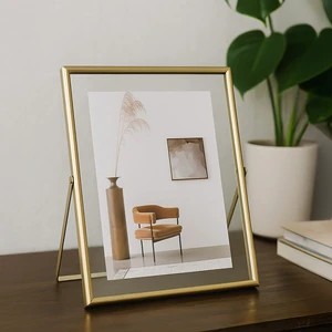 DHZ90102 Altın Metal Modern Dekoratif Cam Fotoğraf Çerçevesi Masa Duvar Fotoğraf Çerçevesi 18X22CM