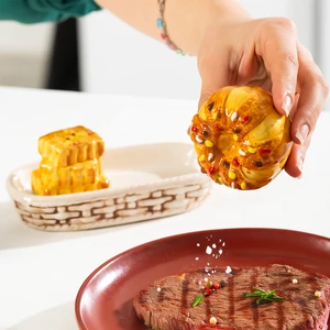 MIO-038-1 Kuru Pasta Motifli 2li Standlı Tuzluk Biberlik Seti