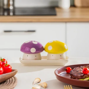 MIO-037 Mantar Motifli 2li Standlı Tuzluk Biberlik Seti