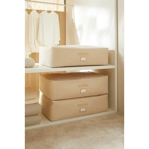 Ocean Home Textile 3 Adet Mega Boy Bej Balıksırtı Baza Altı Yastık Yorgan Kazak Hurcu, Hurç 74x46x22 cm