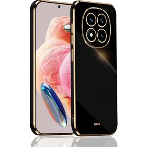 M.TK Moveteck Xiaomi Redmi Note 14 Pro 4g Kılıf Kamera Korumalı Parlak Gold Kenarlı Altın Işlemeli Şeritli Yumuşak Silikon Bark Kapak