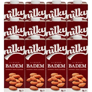 Badem Sütü Glütensiz Bitkisel Bazlı Laktosuz Vegan 12x1 lt
