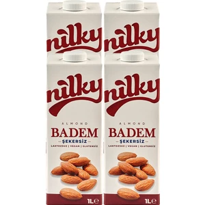 Şekersiz Badem Sütü Glütensiz Laktosuz Vegan 4x1 lt Sağlıklı Alternatif