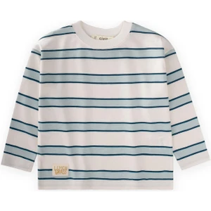 Çizgili Mevsimlik T-Shırt 1-10 Yaş Mint Lacivert Çizgili