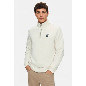 LEON Bej Yarım Fermuar Dik Yaka Nakışlı Standard Fit Erkek Sweatshirt