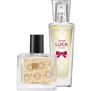 Kadın Parfüm Seti Attraction & Luck EDP 2×30 ml – Çiçeksi ve Meyveli Notalar, Özel Hediye Kutusu