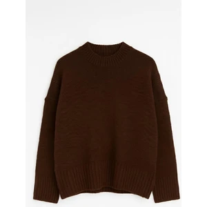 6925 Kadın Geniş Kollu Yumuşak Dokulu Triko Kazak Açık Kahve