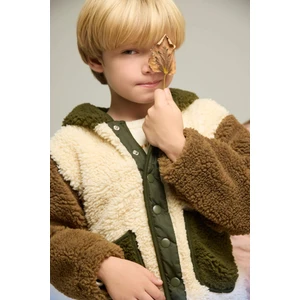 Erkek Bebek Kapüşonlu Pelüş Hırka F7586A525WN