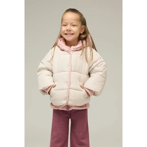 Kız Bebek Kapüşonlu Fermuarlı Çok Renkli Çıtçıtlı Fermuarlı Şişme Mont