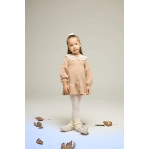 Kız Bebek Bebe Yaka Uzun Kollu Elbise