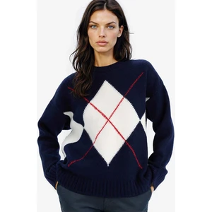 Oversize Geniş Kalıp Baklava Dilimli Bisiklet Yaka Triko Kazak F1233AX25SP