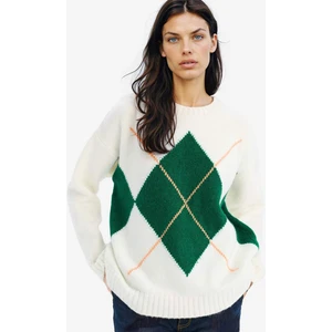 Oversize Geniş Kalıp Baklava Dilimli Bisiklet Yaka Triko Kazak F1233AX25SP