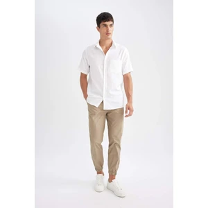 %100 Pamuk Yazlık Jogger Pantolon Basic Düz Beli Bağcıklı Cepli Lastikli Paça D7782AX24AU