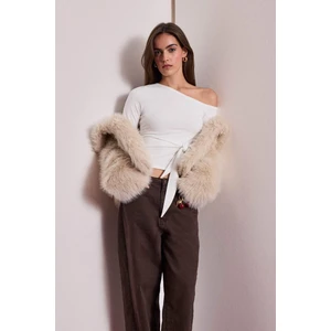 Fitted Tek Omuzlu Bağlama Detaylı Uzun Kollu Bluz G3669AX25WN