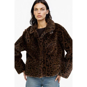 Regular Fit Leopar Desenli Kısa Suni Kürk F2924AX25WN