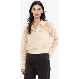 Relax Fit Polo Yaka Basic Düz Ajur Triko Kazak E7025AX25SM