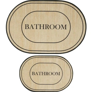 Cool Halı Armasi Kahve Oval Banyo Paspası Dijital Baskı Yıkanan Kaymaz İkili Banyo Paspas Takımı 40x60 60x100