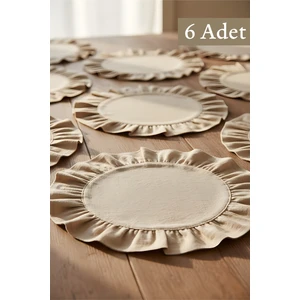 Pamuklu Fırfırlı Supla 6'lı Set Amerikan Servis 33 cm Çap Supla 6'lı